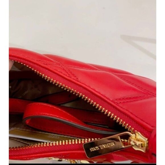 Michael Kors Cora Extra-Small Quilted Shoulder Bag Bright Red - Picture 4 of 11